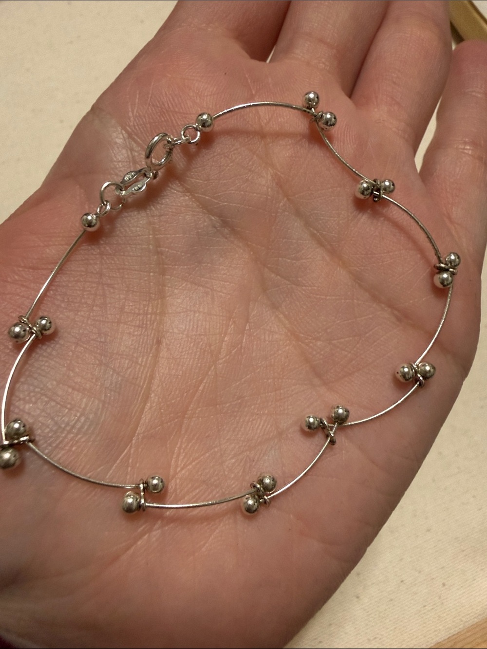 Sterling Silver 925 Beaded Station bracelet 8’ inch